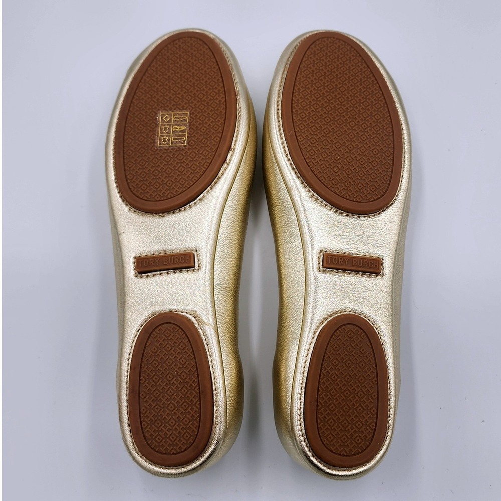 Tory Burch Metallic Gold Reva Ballet Flats - Picture 8 of 14